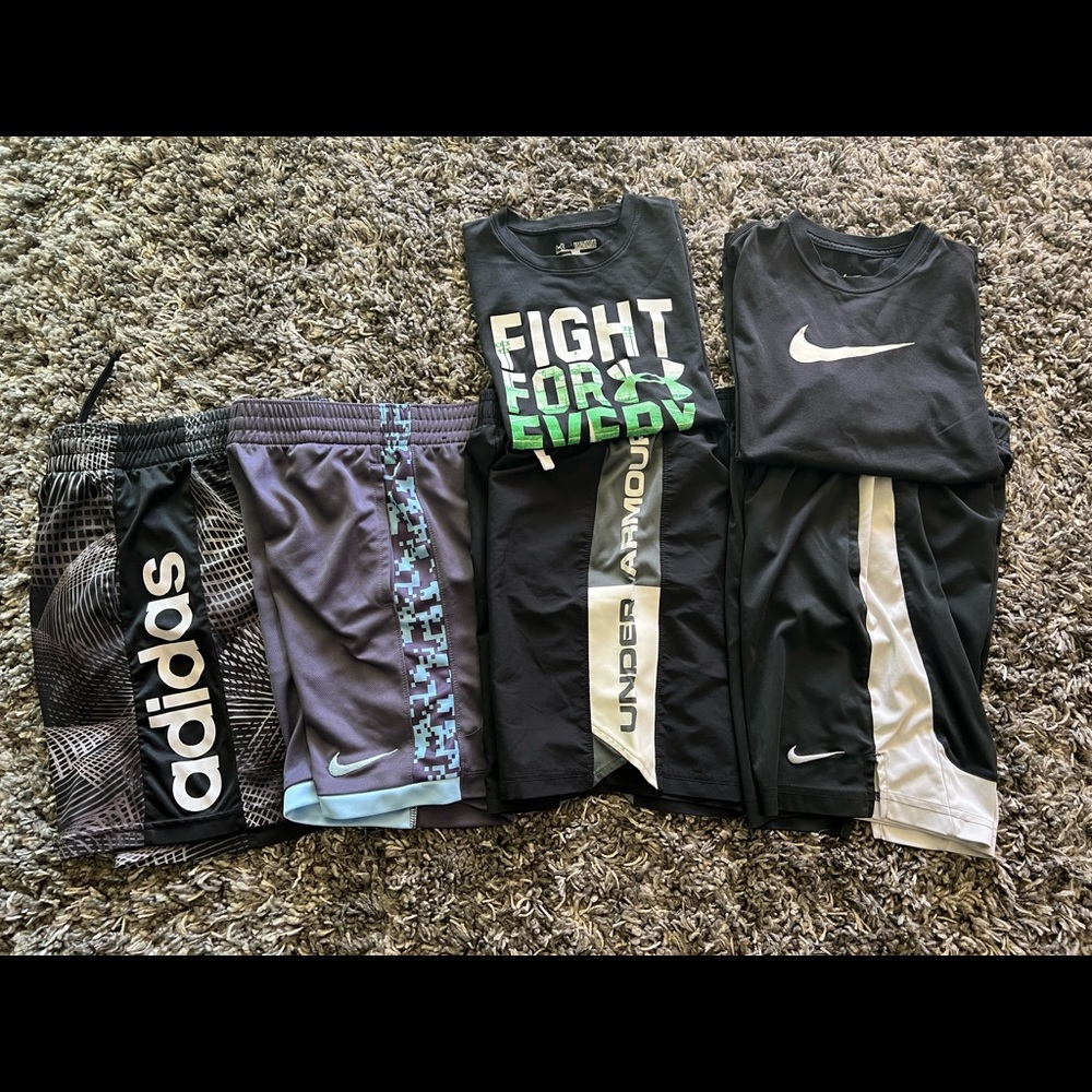 Boys Lot of clothes - youth Medium- Nike, Under Armor, Adidas.